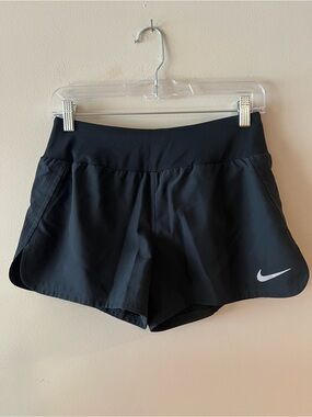 Nike Black Athletic Running Shorts with Reflective Swoosh